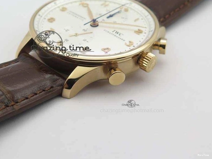 MIROTIME 0821 Portuguese Chrono RG IW371480 ZF 1:1 Best Edition White Dial On Brown Leather Strap A7750 V HighPerformance 7266